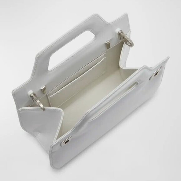 FERRAGAMO Wanda Gancini Mini Leather Top-Handle Purse White - Picture 5 of 16